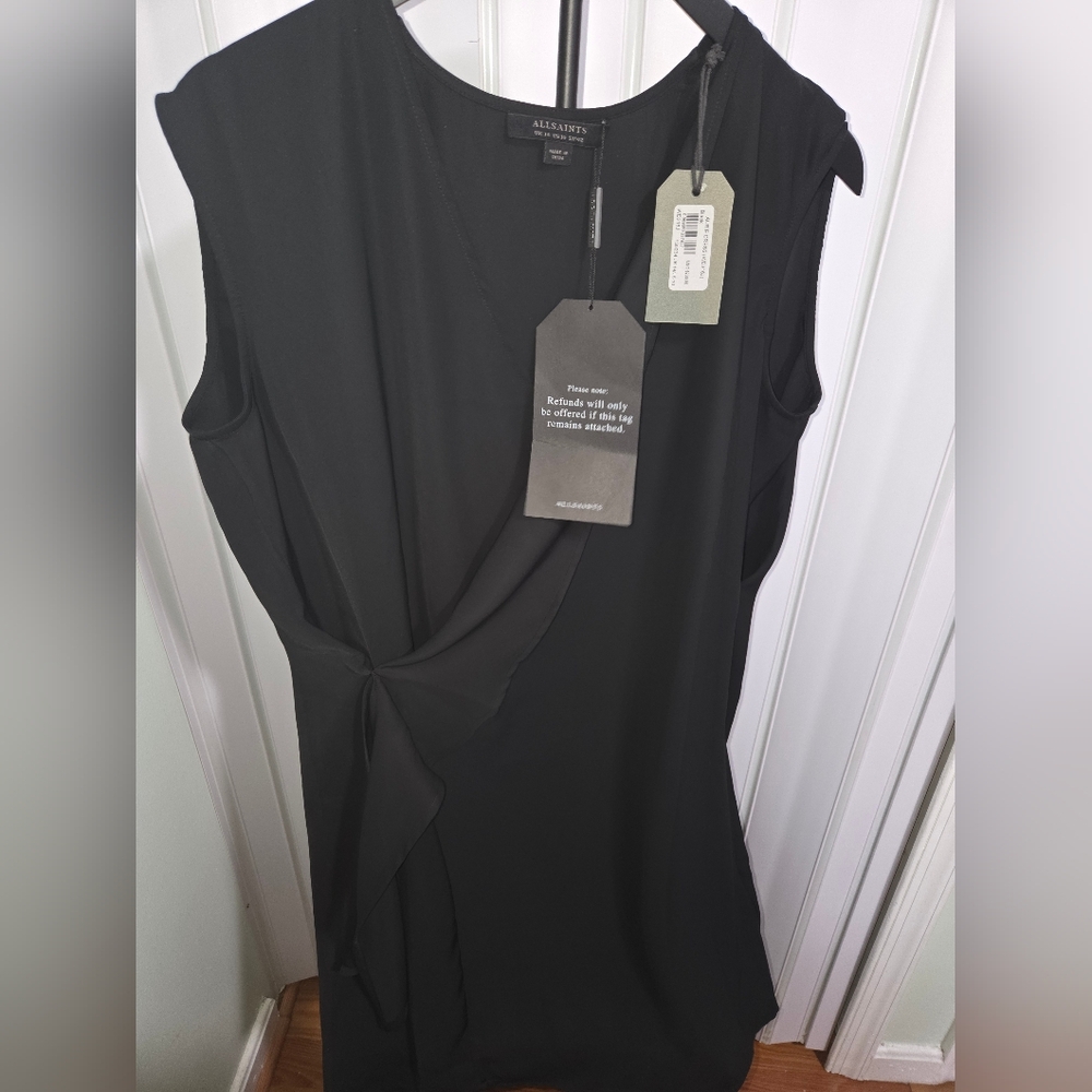 ✨ AllSaints Black Draped Sleeveless Dress | NWT ✨